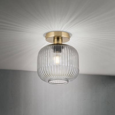 ORION Plafondlamp Carneval, rookgrijs, Ø 20 cm, glas, E27