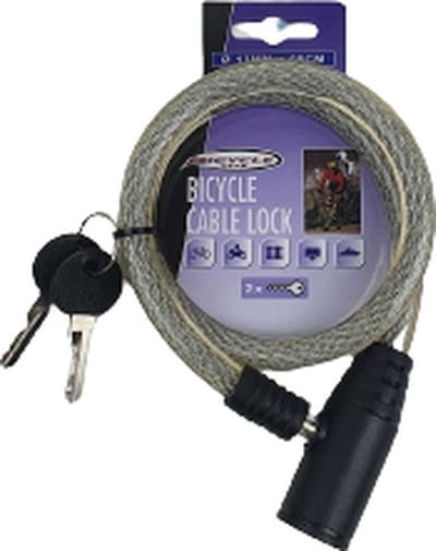 Fiets kabelslot - Zilver / Zwart - Kunststof / Metaal - 12 mm x h 65 cm - Slot - Fietsslot - Fietsen - Bike