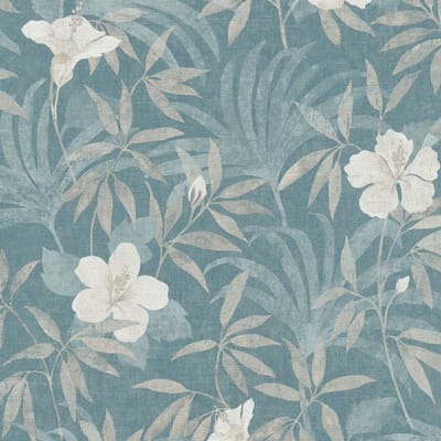 Bloemen behang Profhome 380285-GU vliesbehang licht gestructureerd met bloemen patroon mat beige blauw 5,33 m2