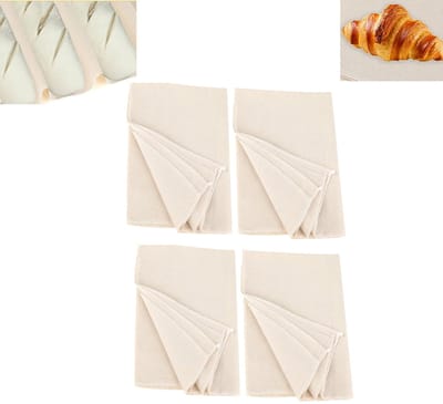 4-stuks Rijsdoek voor brooddeeg - Deegmat - Bakdoek - 48x36cm - Herbruikbaar - Verdikt ontwerp - Geschikt voor het laten rijzen van brooddeeg, als keukengereedschap voor gebak, voor het maken van baguettes, brood bakken, enz. - Beige