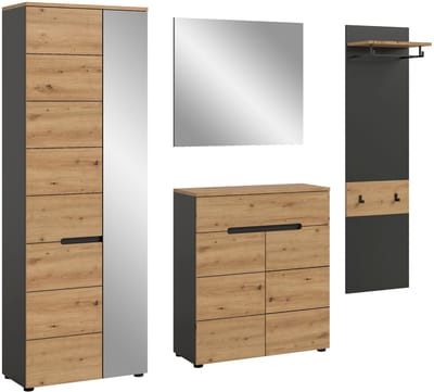 Canu garderobe opstelling C23 eiken decor, grijs.