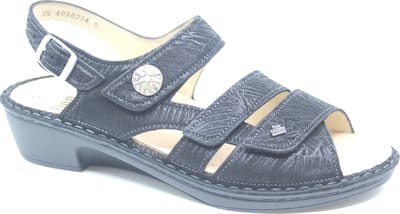 Finn Comfort, AVERSA, 02690-713144, Zwarte dames sandalen wijdte F