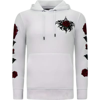 Heren Hoodie - Love & Roses - 11-6526 - Wit