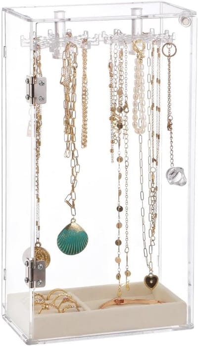 Kettinghouder Acryl - Sieraden organizer - Sieraden opbergen - Draaibaar met haken - 24 haken - Transparant