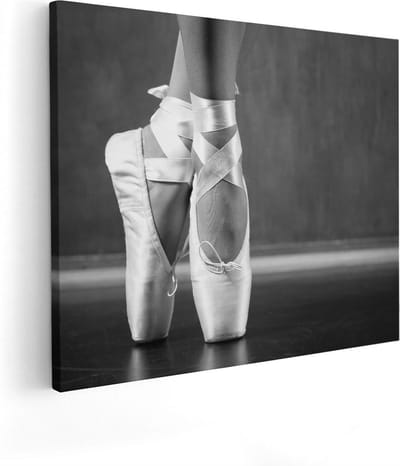 Artaza Canvas Schilderij Danseres - 50x40 cm - Muurdecoratie Ballet - Wanddecoratie Spitzen - Kamer Accessoires Zwart Wit
