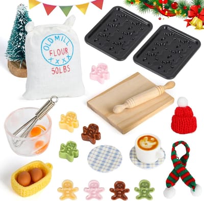 21 Delige Kerst Kabouter Keuken Accessoires Set voor Poppenhuis en Miniatuur Decoratie