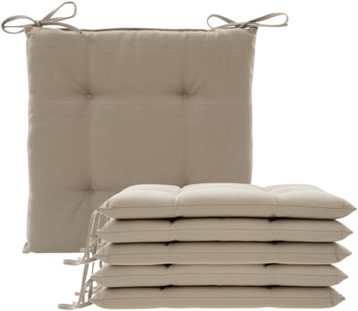 Hespiride Stoelkussen Altea - 6x - 40 x 40 cm - lichtbruin - vierkant - polyester - tuinkussen - buiten
