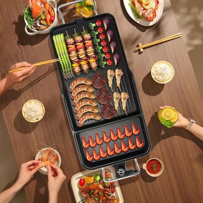DYNA® Gourmetstel 4 personen - Gourmetstellen - Gourmet - Zwart -‎71cm x 12cm x 32cm