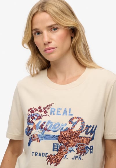 Superdry - Tokyo T-shirt met vintage logo en relaxte pasvorm - Dames - T-shirts