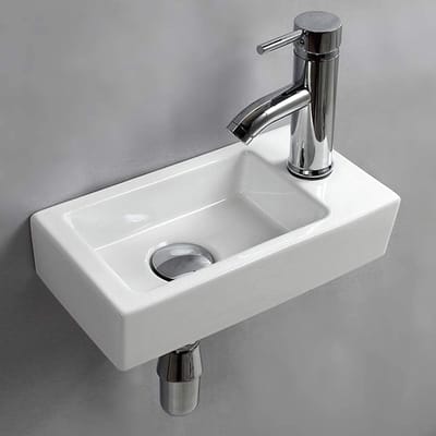 Wastafel Wandmontage - Keramiek Wastafel - Ruimtebesparend - Hoogglans Glazuur - 37x18.5cm - Wit