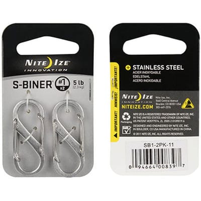Nite ize s-biner karabijnhaak 2-pack zil