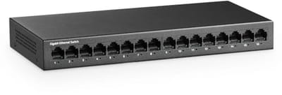 Gigabit Ethernet-switch 16 poorten - Ventilatorloze metalen rackmontage - Onbeheerde Plug and Play Netwerkswitch