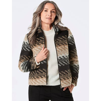 Jas met wol en met jacquardpatroon - zwart / gedess. - Gr. 38 van Goldner Fashion