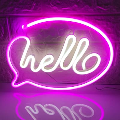 Daity HELLO Roze + Wit Neonlicht USB of Batterij LED Neonlicht Wanddecoratie - Energiebesparend en Stabiel Nachtlampje voor Kerstfeest Bruiloft Kinderkamer