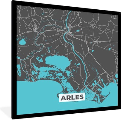 Fotolijst incl. Poster - Arles - Frankrijk - Plattegrond - Stadskaart - Kaart - 40x40 cm - Posterlijst