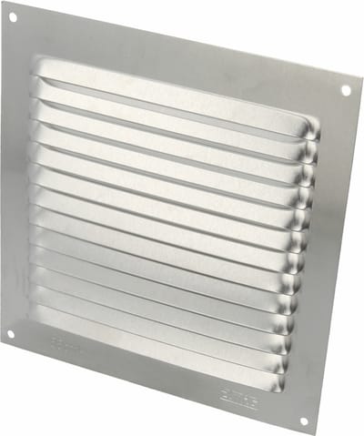 AMIG Ventilatierooster/muurrooster - 150 x 150mm - aluminium - zilver - schoepenrooster