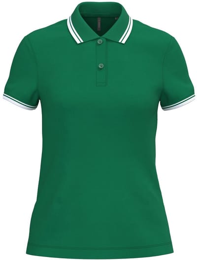 Kariban Gestreepte damespolo korte mouwen K273 - Kelly Green / White - L