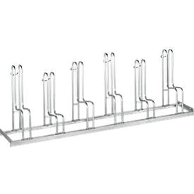 Fietsenrek, 1-zijdig, voor banden tot B 55 mm, B 2100 x D 1850 x H 740 mm, staal thermisch verzinkt, 6 parkeerplekken, ongemonteerd