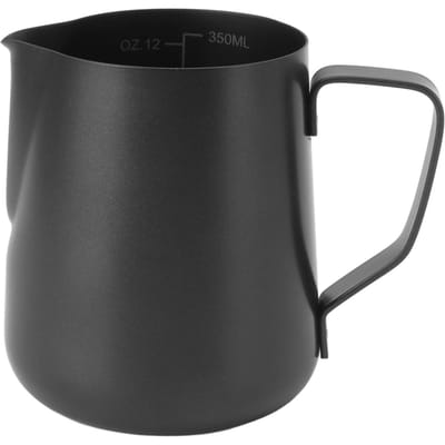 Pichet à lait moussant Acier inoxydable 304 Pichet à lait pour café à la vapeur Tasse à crème avec graduation pour café L(for 6.5-9kg) black