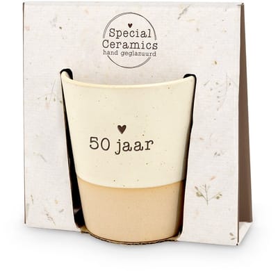 Mok - Beker - Toffeemix - 50 jaar - Keramiek - lint: "Speciaal voor jou" - Cadeauverpakking