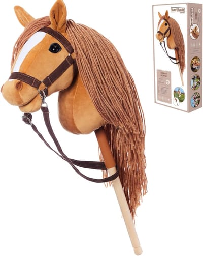 Stokpaard met tuig - Hobby paard - Avontuurlijk spelen - Antislip siliconen handvat - A3 Groot 60cm - Voskleurig
