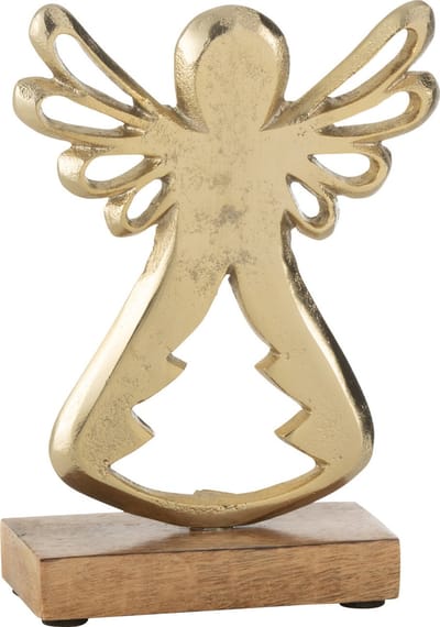 J-Line decoratie Engel Op Voet - aluminium/hout - goud - small
