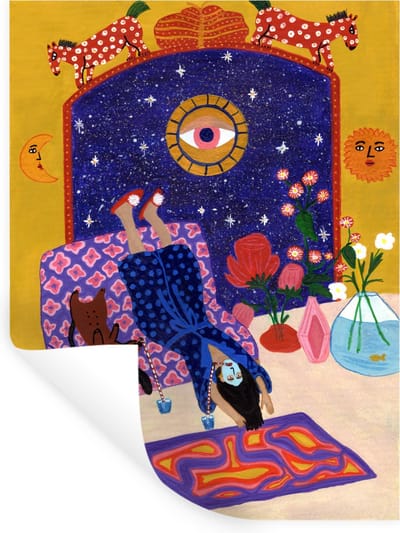Muurstickers - Sticker Folie - Vrouwen - Psychedelic - Hippie - 30x40 cm - Plakfolie - Muurstickers Kinderkamer - Zelfklevend Behang - Zelfklevend behangpapier - Stickerfolie
