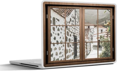 Laptop sticker - 11.6 inch - Doorkijk - Griekenland - Zomer - 30x21cm - Laptopstickers - Laptop skin - Cover