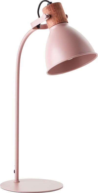 Brilliant tafellamp Erena 52cm lichtroze metaal/hout snoerschakelaar 1x A60, E27, 40W, geschikt voor een normale lamp (niet inbegrepen)