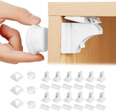 Magnetische Kastsloten voor Kindveiligheid, 12 Sloten + 3 Sleutels, Onzichtbare Beveiliging voor Keukenkasten en Lades, Eenvoudige Installatie zonder Boren