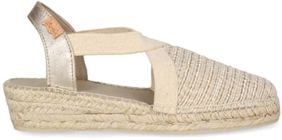 Platte espadrille van metallic katoen met elastische banden | VERA-RL