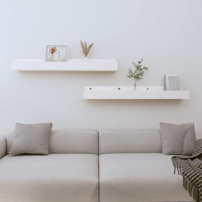 vidaXL - Wandschappen - 2 - st - 80x12x9 - cm - massief - grenenhout - wit