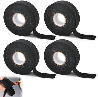 Allecto Plus - Weefseltape Zwart - 4 stuks - Isolatietape Elektrische Kabelbundel - Plakband - Duurzaam Materiaal
