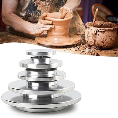Keramisch Wiel - Draaiplaat Pottenbakken - Ambachtelijk Vormgeven - Dubbelzijdig Roestvrij Staal - 25 cm - Zilver