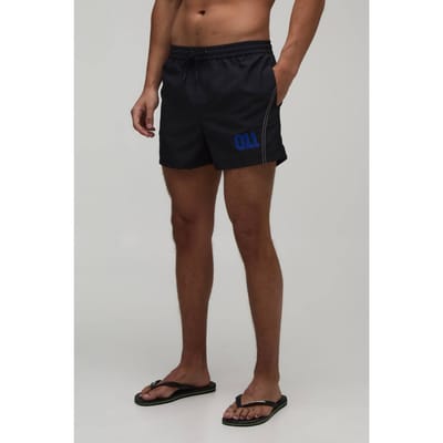 Zwemshort Met Contrasterende Stiksels En Korte Lengte | Black | Size Small