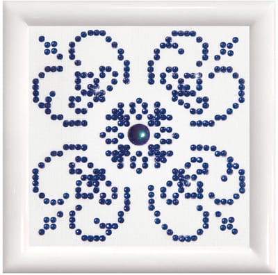 Diamond Painting Volwassenen - Ronde Steentjes - Volledig Pakket - Hobby - Diamond Dotz® - DD1.004F - Mandala blauw op wit met lijst