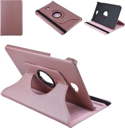 LuxeBass Hoesje geschikt voor Galaxy Tab A 10.1 2016 inch SM T580 / T585 Tablet hoesje met 360° draaistand Rose Goud