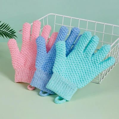 1 stuks Vijfvingerige Badhandschoenen Creatieve Huis Body Massage Spons Luie Badhandschoenen Deodorant Massage Elastische Bad Scrub Modder pink