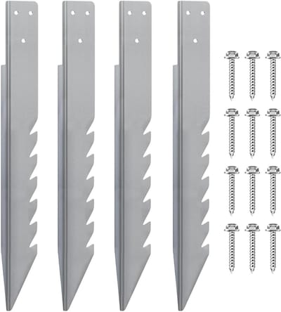 Hekpaal Ankers - Grondpennen Stevig - Speeltoestel Verankeren - Weerbestendig Verzinkt Staal - 4 Stuks - Zilver