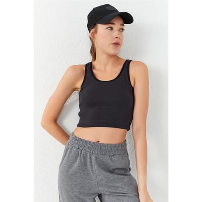 Geribbelde Mouwloze Crop Top