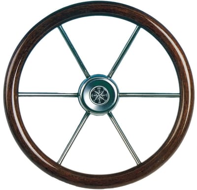 Allpa 6-Spaaks RVS Stuurwiel Leader Wood met Teakhouten Ø360mm
