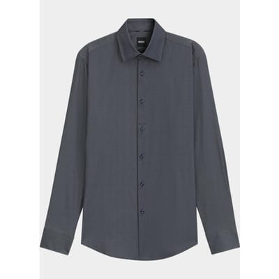BOSS Hank slim fit overhemd - popeline - donkerblauw - Strijkvriendelijk - Boordmaat: 38 (EU maat: S)