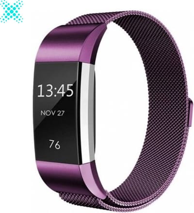MY PROTECT - Milanees Bandje Geschikt Voor Fitbit Charge 2 - Schakel Band - Paars