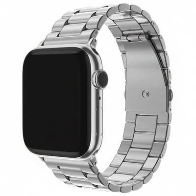 Stalen bandje - geschikt voor Apple Watch series 1/2/3/4/5/6/7/8/9/10/11/ SE (1,2,3) / Ultra (1,2,3) met maat 44 mm / 45 mm / 46 mm / 49 mm - schakelband met vlindersluiting - zilver