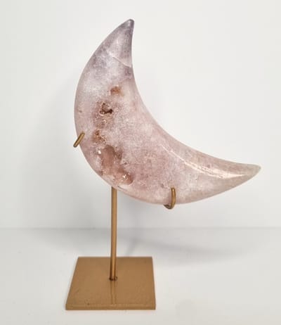 ThaleiaDesign - Roze amethist maan - Edelstenen en Mineralen - amethist - Spiritualiteit - Woondecoratie - liefde - cadeau - cadeautje vrouw