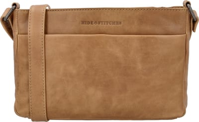 Hide & Stitches Porto Crossbody Schoudertas - Trendy Schoudoertasje - Handige vakken - Leren Dames Tas - Taupe