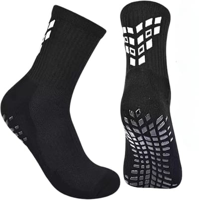 Gripsokken Zwart (39-45) – Antislip Sportsokken voor Voetbal, Fitness, Padel & Pilates – Anti-Blaren