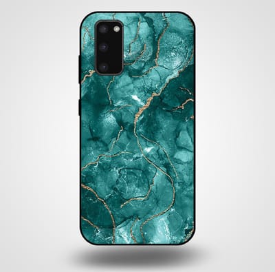 Smartphonica Telefoonhoesje voor Samsung Galaxy S20 met marmer opdruk - TPU backcover case marble design - Goud Groen geschikt voor Samsung Galaxy S20