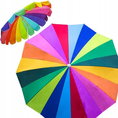 TUIN PARASOL strand parasol voor balkon terras, opvouwbaar met franje 220 cm