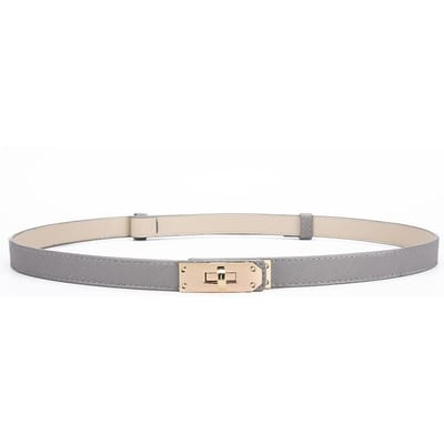 Nieuwe mode retro echt leer verstelbare gouden gesp riem vrouwen dunne koeienhuid riemen vrouwelijke jeans jurk tailleband grijs